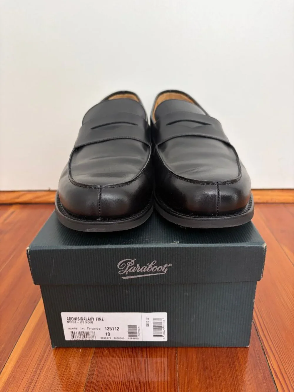Paraboot Adonis loafers in black smooth leather US 11